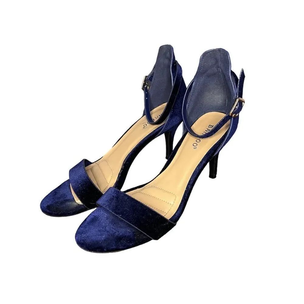 Bamboo Blue Faux Suede Heels - Picture 2 of 11